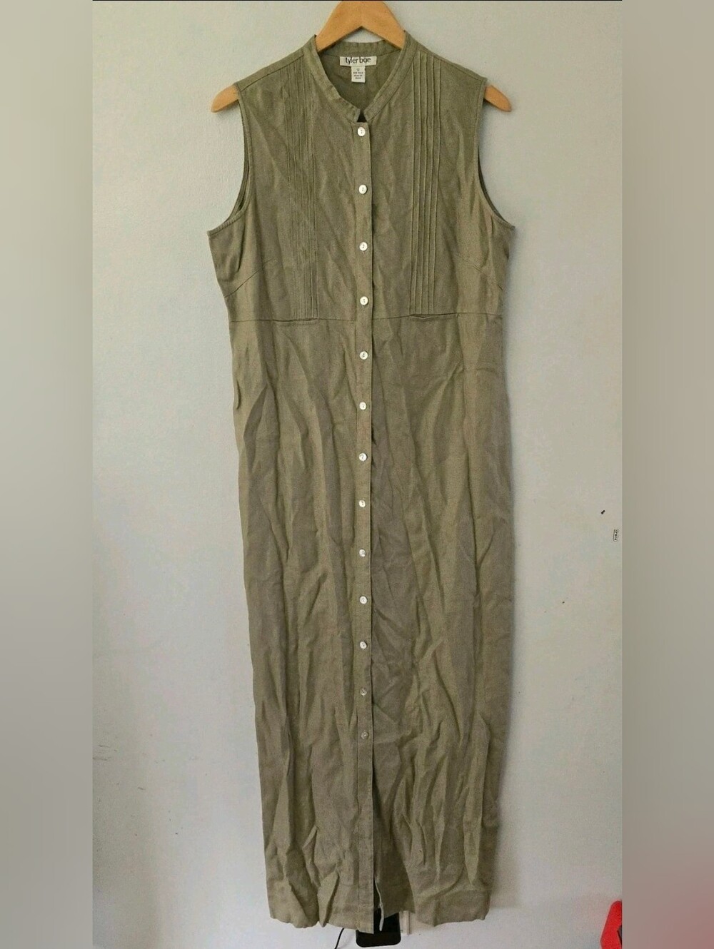 Tyler Boe Women's Linen Brown Button Front Maxi Dress Size 12 Sustainable